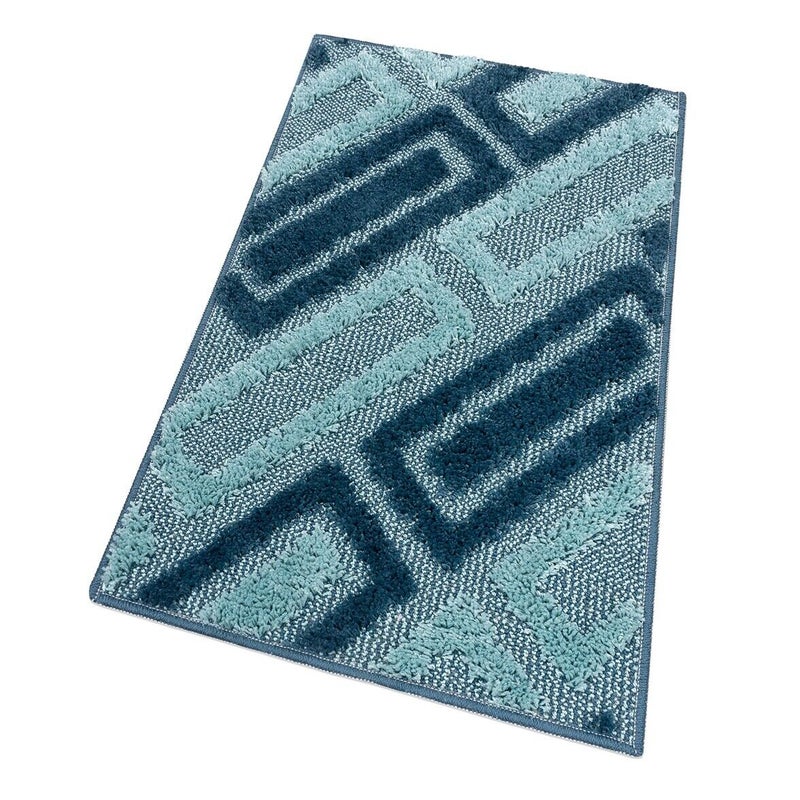 Mata łazienkowa 50x110 Cm Nowoczesny Miękki Absorbent Antypoślizgowy Zmywalny Niebieski