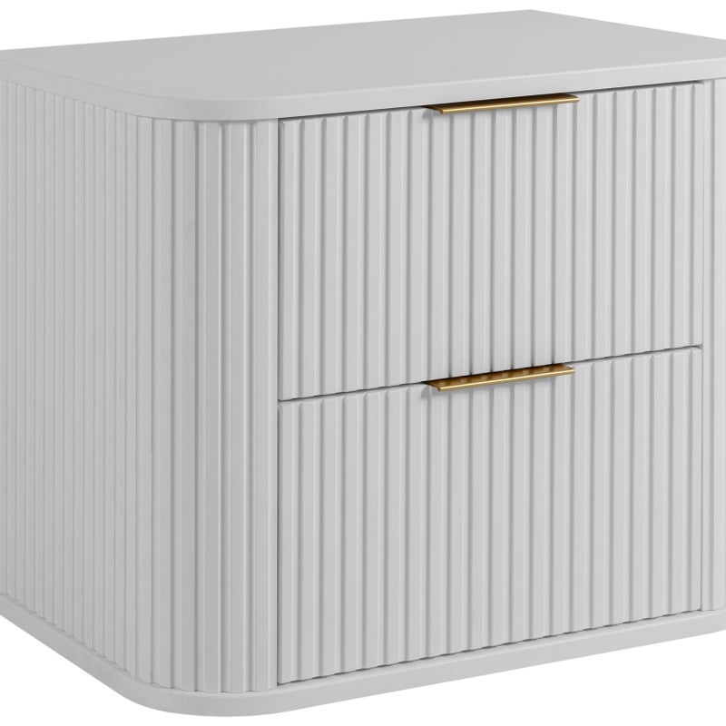 Szafka łazienkowa GLAMOUR 60 cm BIAŁA wisząca ryflowana 2 szuflady SOFT CLOSE + 2 kolory uchwytów