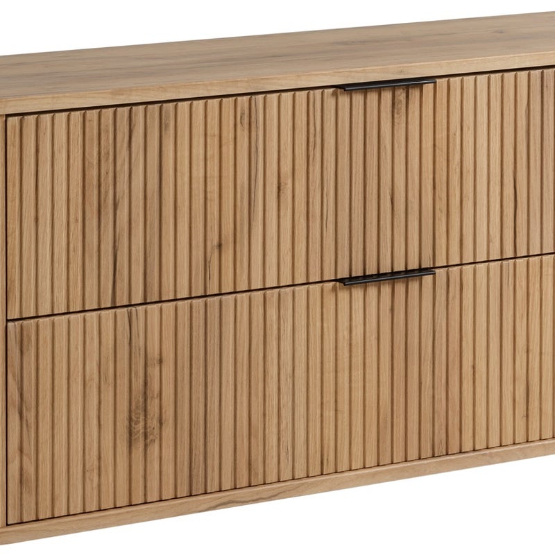 Szafka łazienkowa GLAMOUR 120 cm DĄB CRAFT wisząca ryflowana 2 szuflady SOFT CLOSE + 2 kolory uchwytów