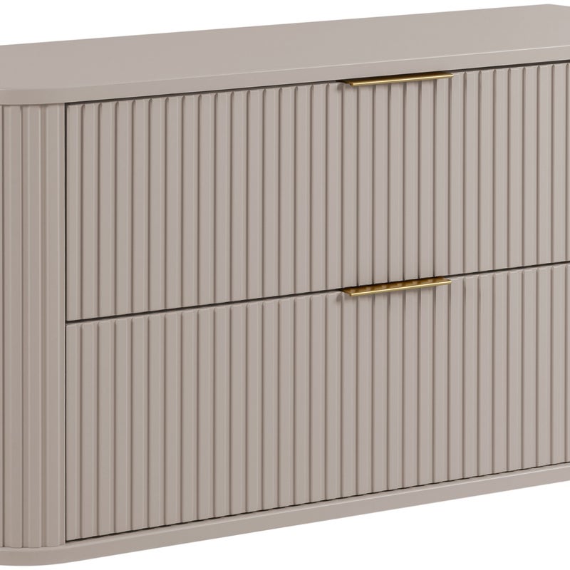 Szafka łazienkowa GLAMOUR 100 cm KASZMIROWA wisząca ryflowana 2 szuflady SOFT CLOSE + 2 kolory uchwytów