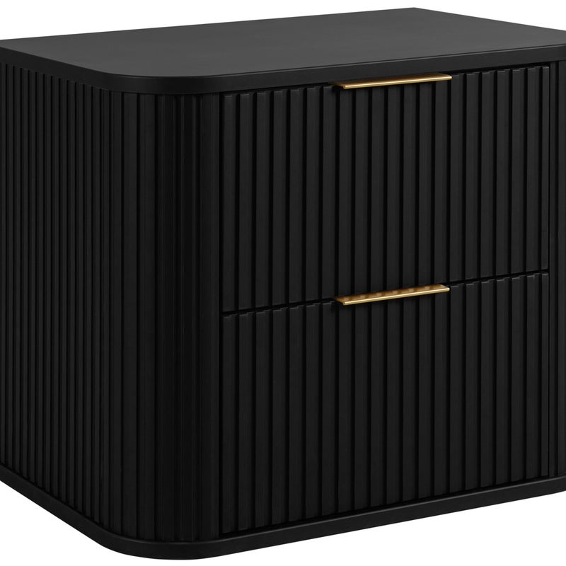 Szafka łazienkowa GLAMOUR 60 cm CZARNA wisząca ryflowana 2 szuflady SOFT CLOSE + 2 kolory uchwytów