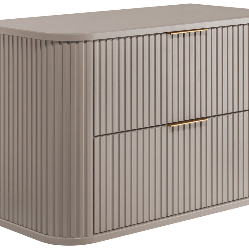 Szafka łazienkowa GLAMOUR 60 cm KASZMIROWA wisząca ryflowana 2 szuflady SOFT CLOSE + 2 kolory uchwytów