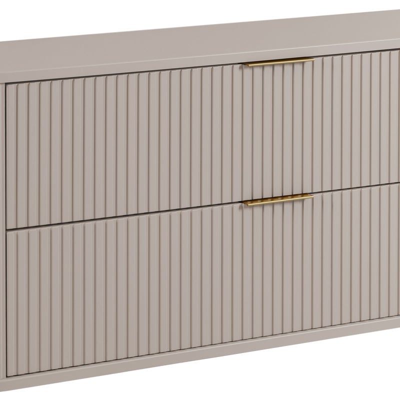 Szafka łazienkowa GLAMOUR 120 cm KASZMIROWA wisząca ryflowana 2 szuflady SOFT CLOSE + 2 kolory uchwytów