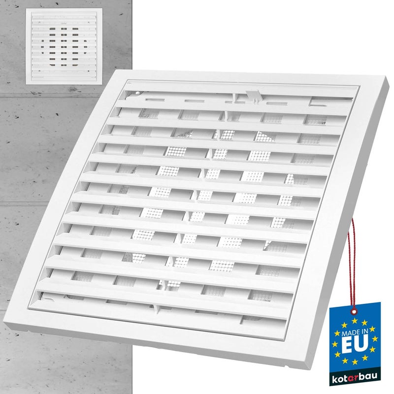 Kratka wentylacyjna 200x200mm zamykana z siatką biała osłona plastikowa pcv - KOTARBAU
