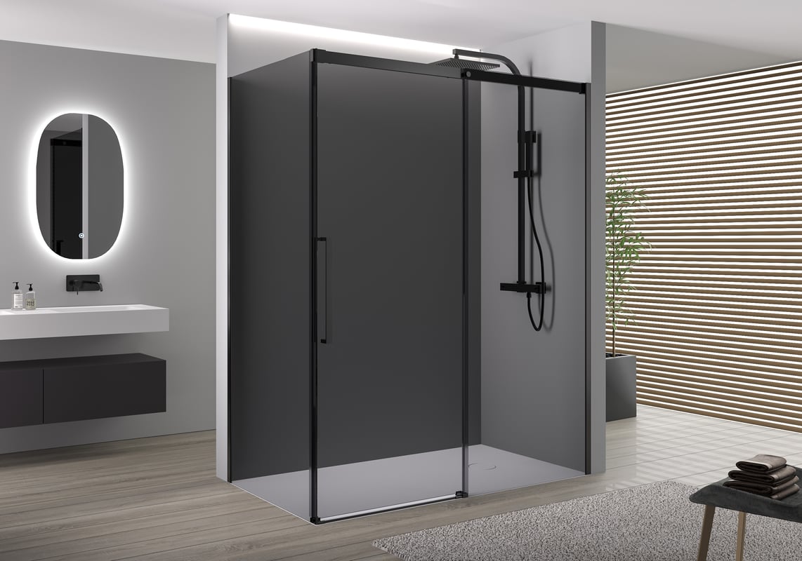 Bernstein Kabina prysznicowa narożna DX906 170x90cm drzwi przesuwne szkło szare 8mm