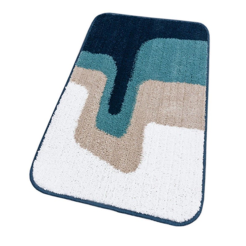 Zestaw 3 Dywaników Mata łazienkowa Dywanik Przyłóżkowy Gładkie Włosy Miękki Absorbent Antypoślizgowy Zmywalny Niebieski