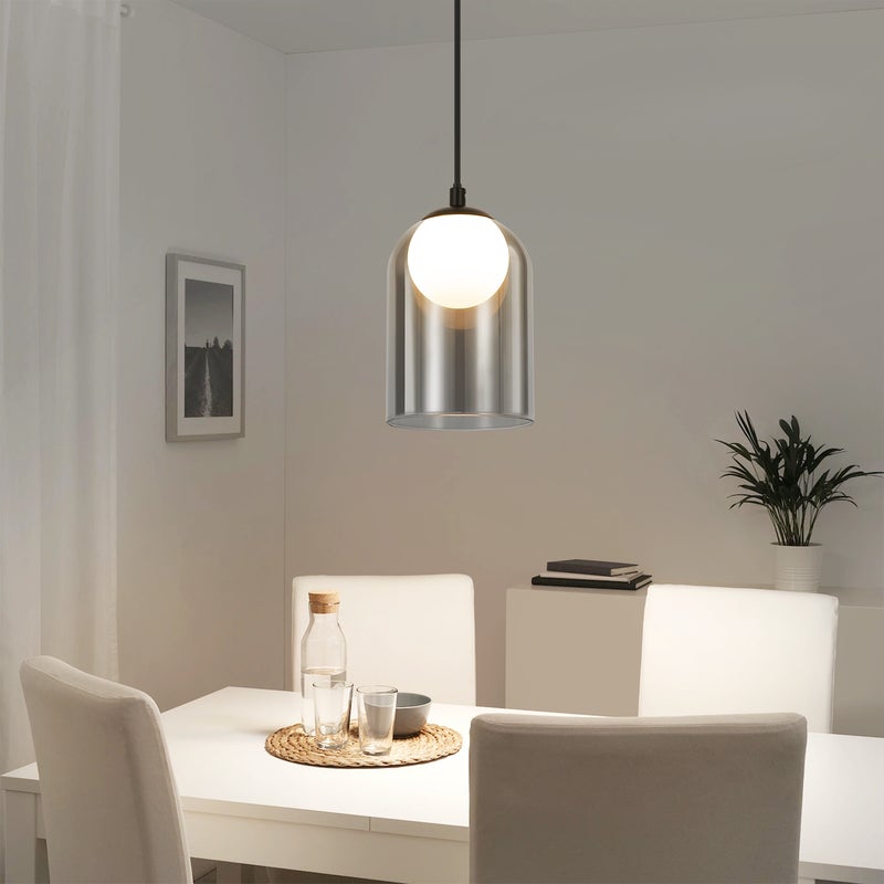 NETTLIFE Vintage 1st Lampa wisząca do jadalni, kolor dymny szary, G9, owalna, regulowana wysokość