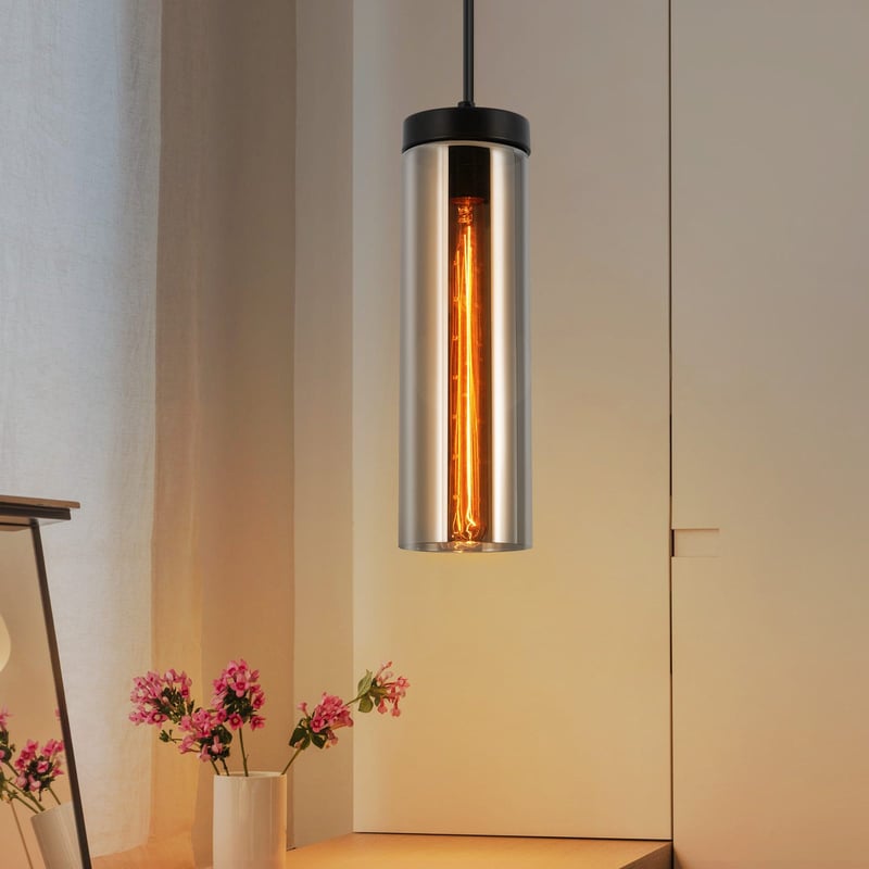 Retro matowa czarna szklana lampa wisząca do jadalni 1 płomień E27