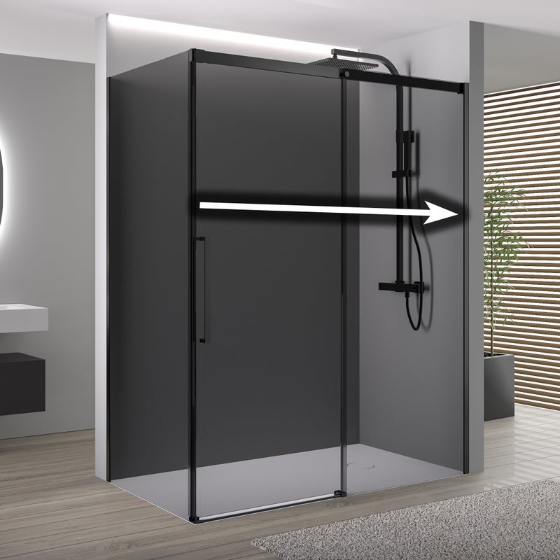 Bernstein Kabina prysznicowa narożna DX906 110x90cm drzwi przesuwne szkło szare 8mm