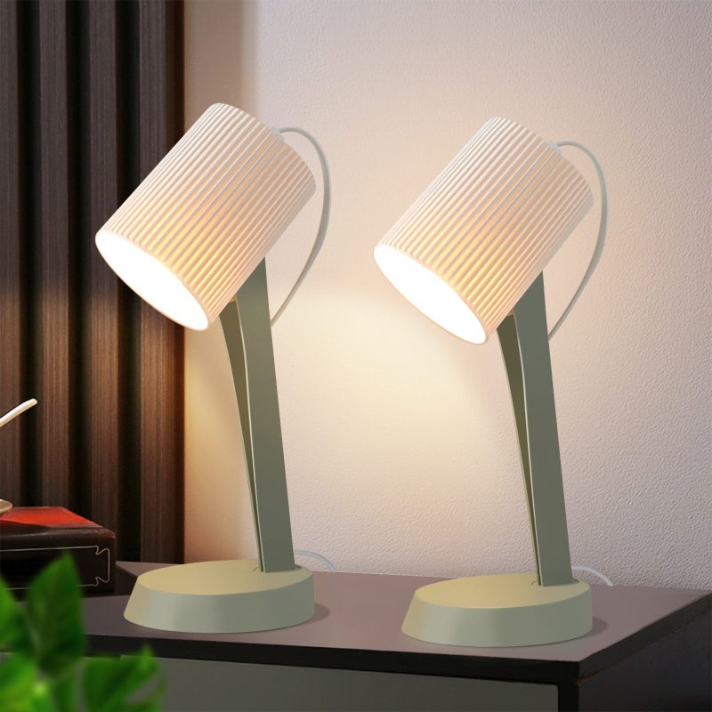 NETTLIFE Lampka nocna do salonu Lampa stołowa z kablem Zestaw 2 małych lamp 37,4 cm Zielona E14 Nowoczesne lampy stołowe