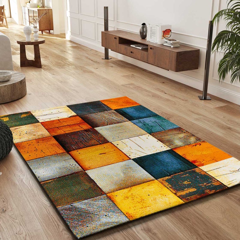 Prostokątny wielokolorowy dywan do wnętrz 140 x 200 cm SYBIL geometryczny - ATTICGO