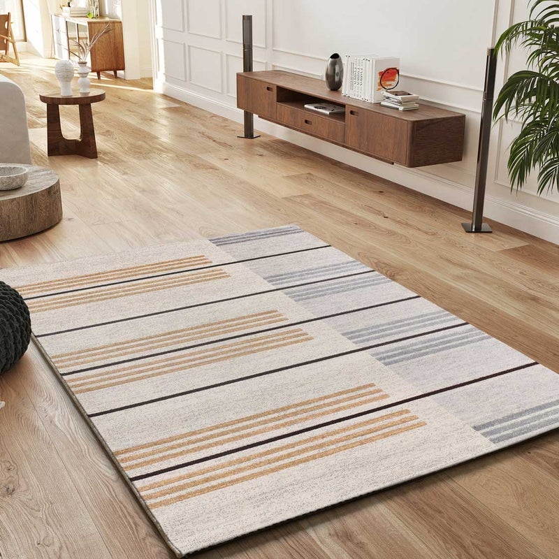 Prostokątny szary / beżowy dywan do wnętrz 80 x 150 cm CRAFT ethnic - ATTICGO