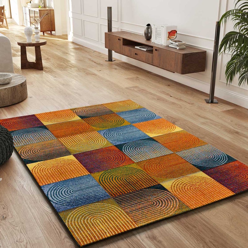Prostokątny wielokolorowy dywan do wnętrz 140 x 200 cm SYBIL geometryczny - ATTICGO