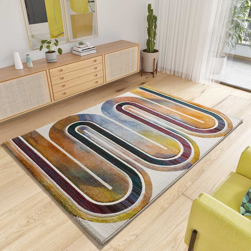 Prostokątny wielokolorowy dywan do wnętrz 120 x 170 cm SYBIL geometryczny - ATTICGO