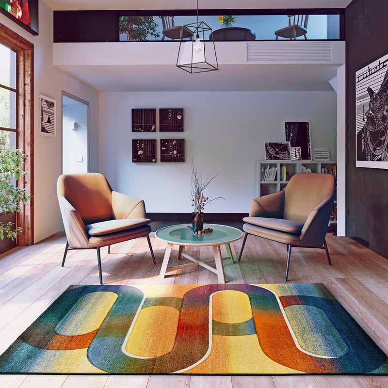 Prostokątny wielokolorowy dywan do wnętrz 160 x 230 cm SYBIL geometryczny - ATTICGO