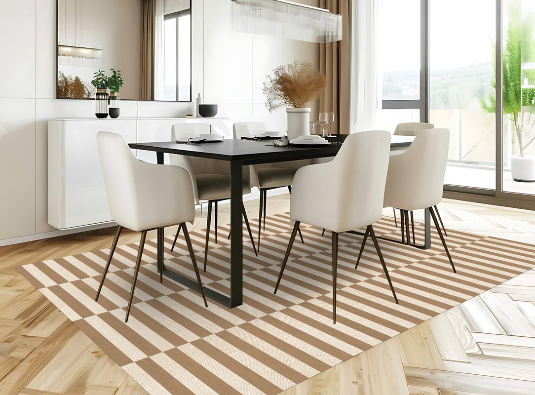 Winylowa mata podłogowa Dynamic Brown 133x200 cm - antypoślizgowy, winylowy dywan do kuchni lub salonu, zmywalny, abstrakcyjny styl