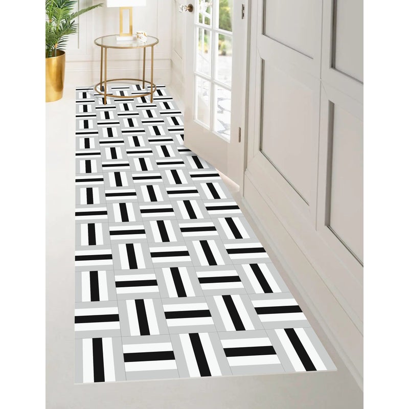 Dywan winylowy Olivier 80x300 cm - antypoślizgowy dywan z PVC do kuchni lub salonu, zmywalny, w geometrycznym stylu