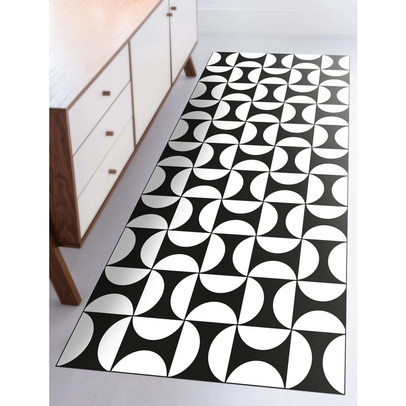 Dywan winylowy Eclipse 80x300 cm - antypoślizgowy dywan z PVC do kuchni lub salonu, zmywalny, w geometrycznym stylu