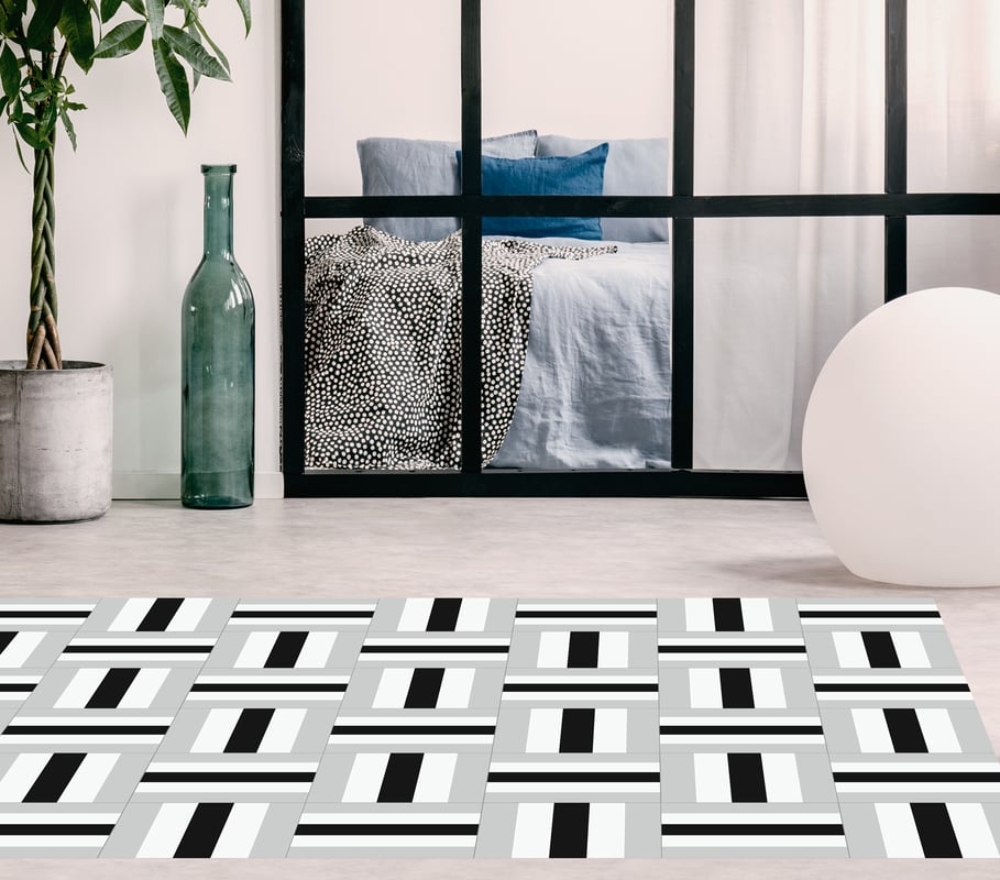 Dywan winylowy Olivier 200x300 cm - antypoślizgowy dywan z PVC do kuchni lub salonu, zmywalny, w geometrycznym stylu