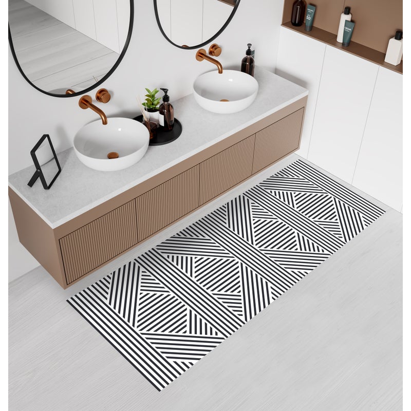 Mata winylowa Zigzag Zen 66x150 cm - antypoślizgowy dywanik PVC do kuchni lub salonu, zmywalny, geometryczny styl