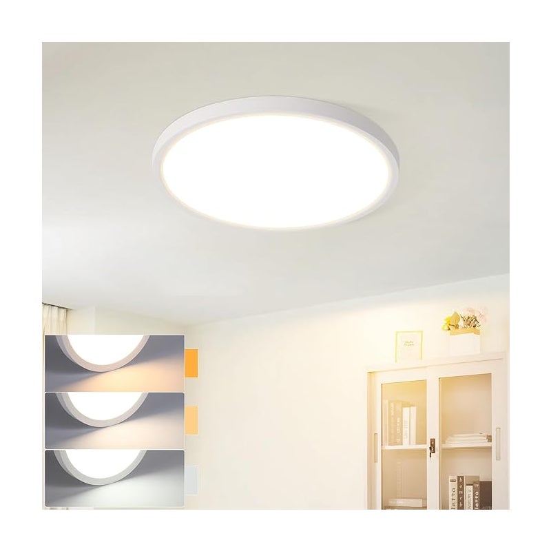 NETTLIFE Płaskie oświetlenie sufitowe LED do sypialni, czarne, 18 cm, 15 W, ściemnialna lampa łazienkowa