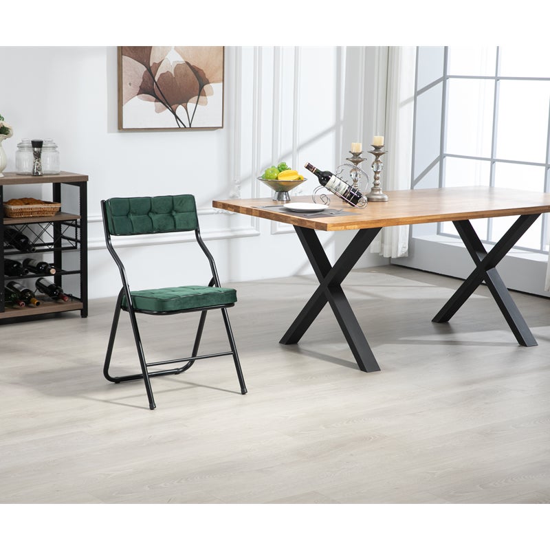 Składane krzesła z poduszkami, zestaw 2 składanych krzeseł do jadalni, gotowych do użycia przez gości, do kuchni, biura, na wesele, imprezę