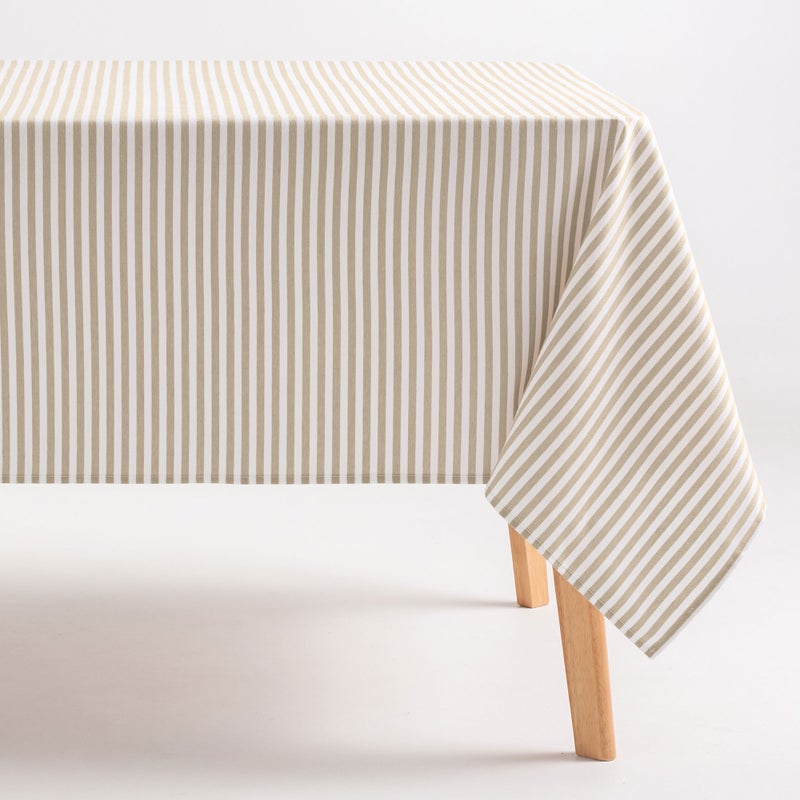 Obrus plamoodporny bawełniany, miękki w dotyku, w paski len 160x160 cm