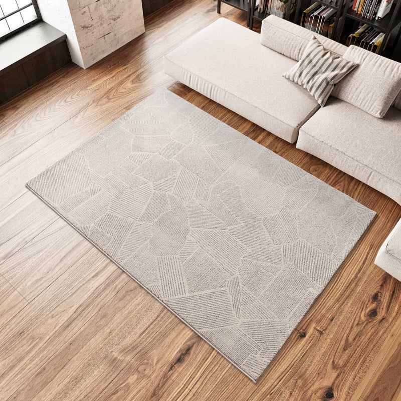 Prostokątny beżowo-szary dywan wewnętrzny 160 x 230 cm PORTO abstract - ATTICGO