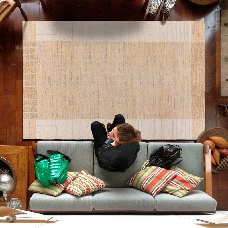 Prostokątny beżowy dywan do wnętrz 133 x 190 cm CRAFT ethnic - ATTICGO