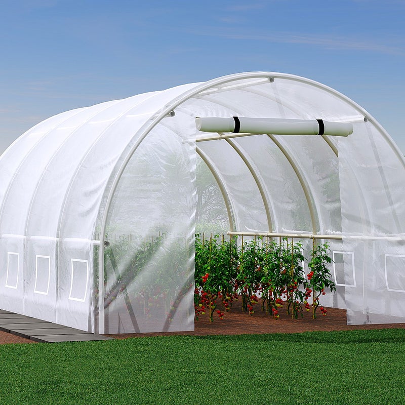 Szklarnia tunelowa o stalowej konstrukcji 12 m² - dł. 400 x szer. 300 x wys. 200 cm - Biały - IPOMEA