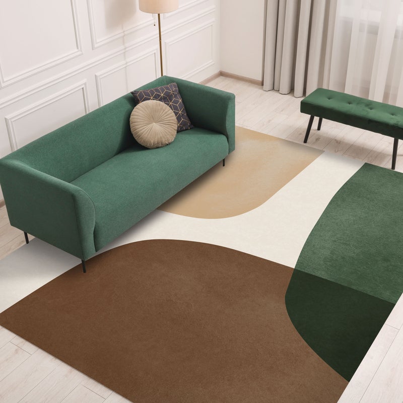 Dywan winylowy Nebula zielony 160x240 cm -PVC antypoślizgowy, winylowy dywan do kuchni lub salonu, zmywalny, styl abstrakcyjny