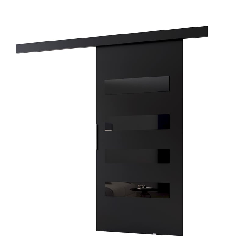 Drzwi przesuwne wewnętrzne CLEAN F 106 cm w kolorze czarnym.