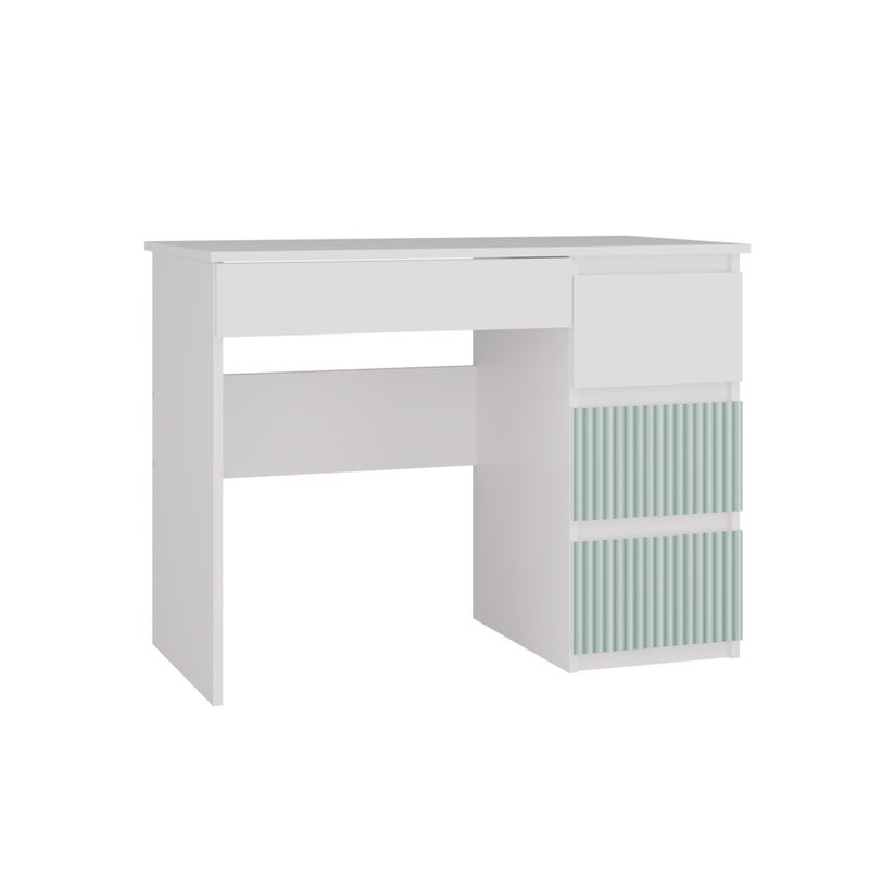 3XE LIVING Biurko prawe: 4 szuflady, 51 cm x 130 cm x 76 cm, kolor biało-zielony