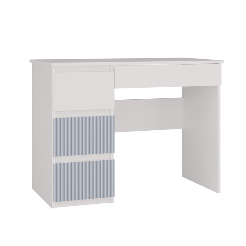 3XE LIVING Biurko lewe: 4 szuflady, 51 cm x 130 cm x 76 cm, kolor biało-niebieski