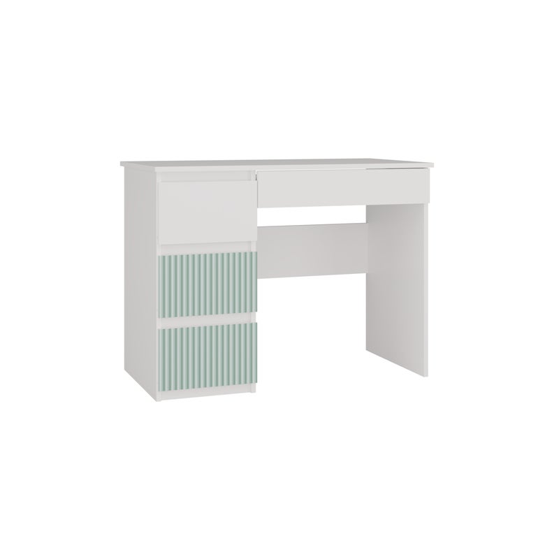 3XE LIVING Biurko lewe: 4 szuflady, 51 cm x 130 cm x 76 cm, kolor biało-zielony