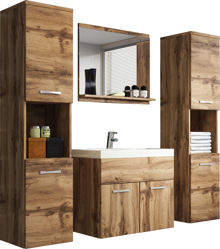 Komplet mebli łazienkowych w kolorze dąb wotan - MONTANA XL