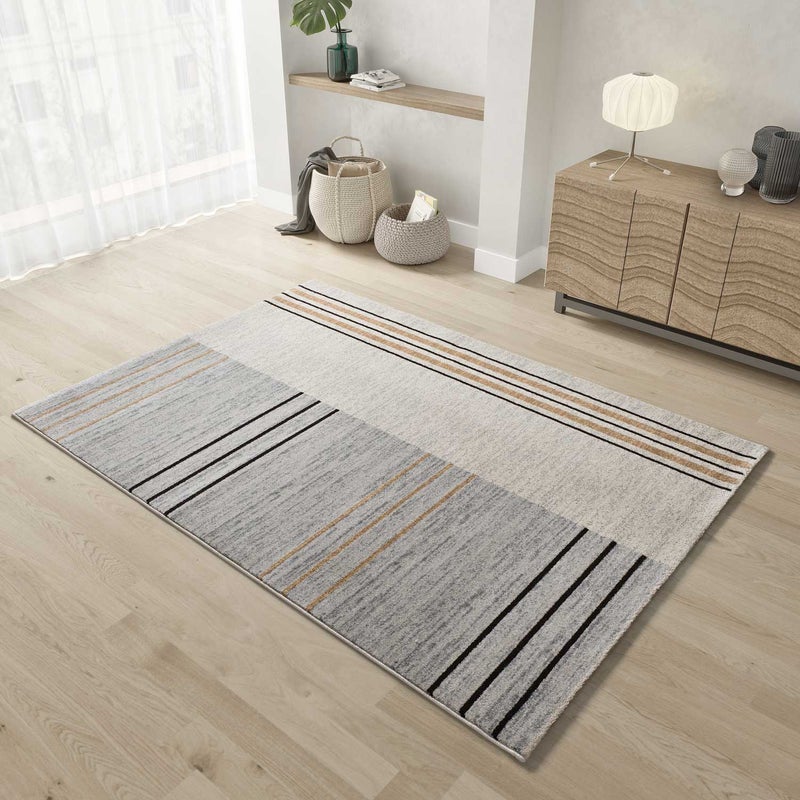 Prostokątny szary / beżowy dywan do wnętrz 200 x 290 cm CRAFT geometryczny - ATTICGO
