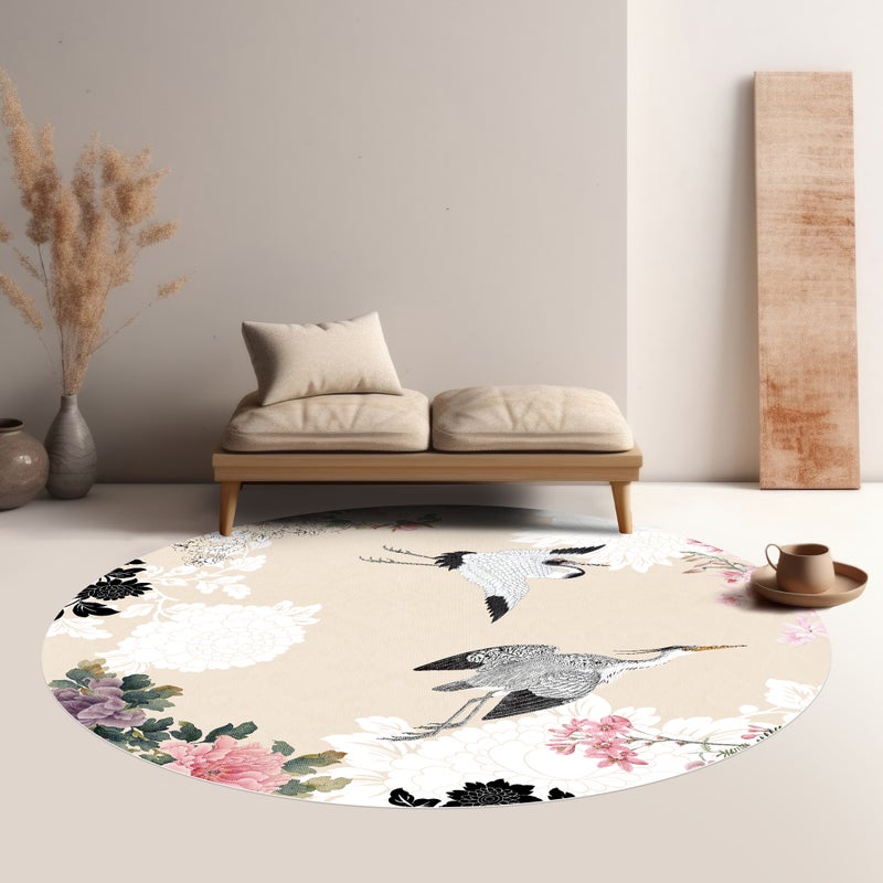 Okrągły dywan winylowy Hanami [śr] 120 cm - antypoślizgowy, winylowy dywan do kuchni lub salonu, zmywalny, abstrakcyjny styl