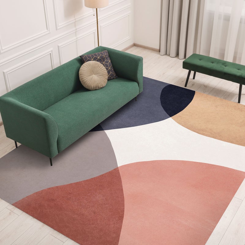 Eclipse dywan winylowy niebieski 200x266 cm -PVC antypoślizgowy, winylowy dywan do kuchni lub salonu, zmywalny, styl abstrakcyjny