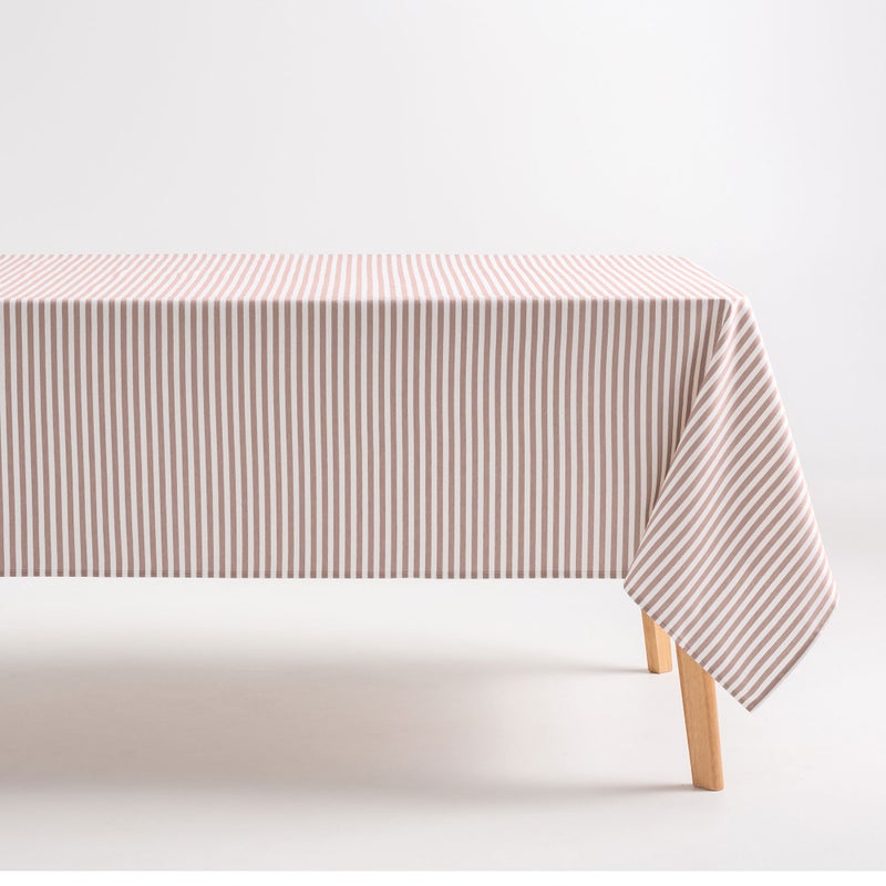 Obrus plamoodporny bawełniany, miękki w dotyku, w paski łososiowy 160x240 cm