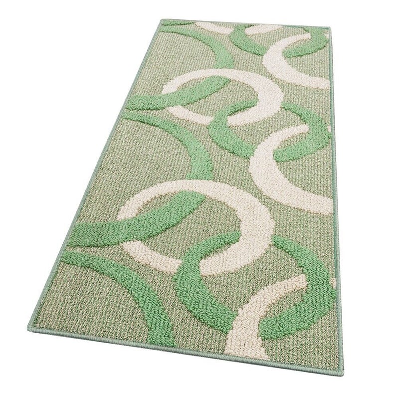 Dywanik Kuchenny 57x115 Cm Trójwymiarowy Okręgi 3D Absorbent Miękki Nowoczesny Antypoślizgowy Zielony