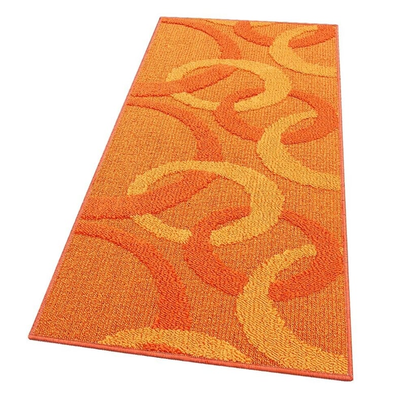 Dywanik Kuchenny 57x115 Cm Trójwymiarowy Okręgi 3D Absorbent Miękki Nowoczesny Antypoślizgowy Pomarańczowy