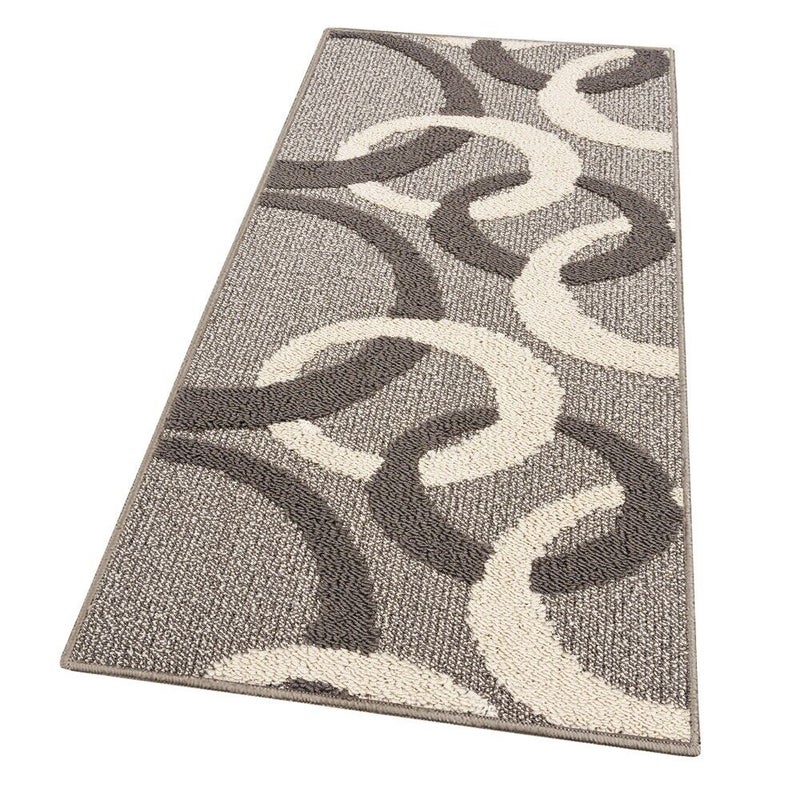 Dywanik Kuchenny 57x280 Cm Trójwymiarowy Okręgi 3D Absorbent Miękki Nowoczesny Antypoślizgowy Beżowy