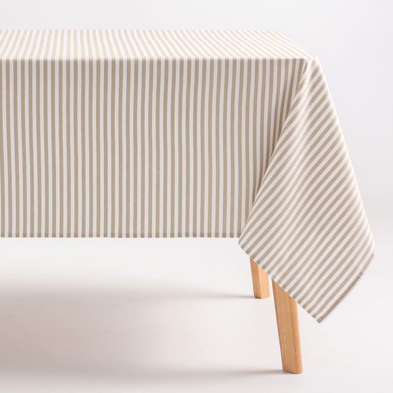 Obrus plamoodporny bawełniany, miękki w dotyku, w paski len 160x200 cm