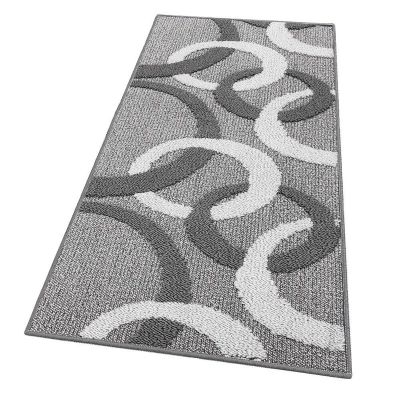 Dywanik Kuchenny 57x145 Cm Trójwymiarowy Okręgi 3D Absorbent Miękki Nowoczesny Antypoślizgowy Szary