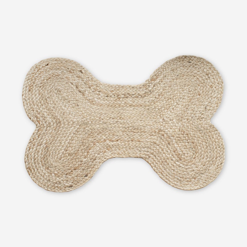 Tapete de juta natural feito à mão em forma de osso 45x70 cm Resistente, ecológico e artesanal