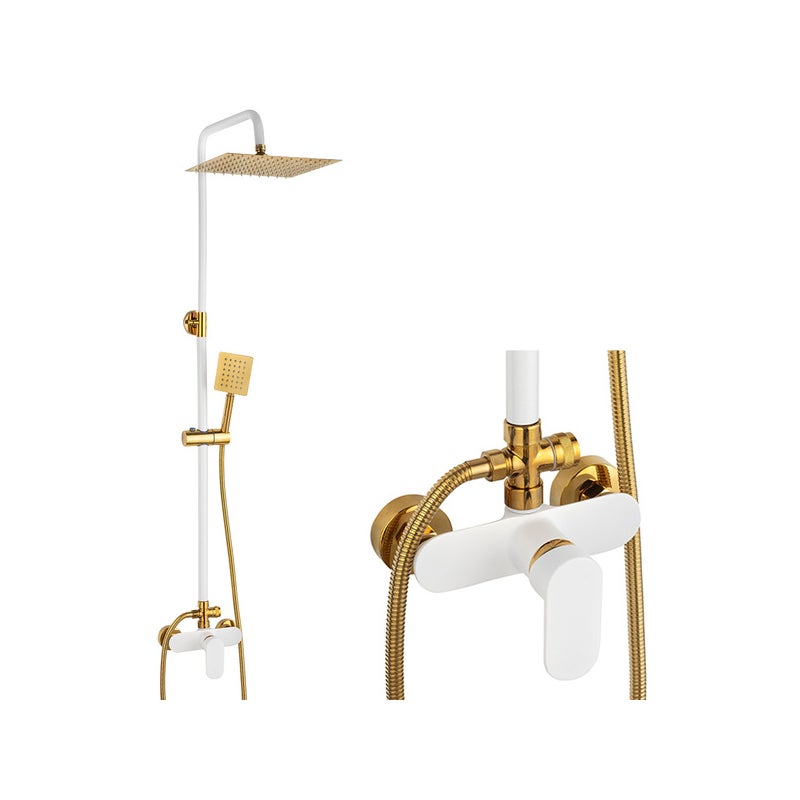 ZESTAW PRYSZNICOWY NATRYSKOWY NATYNKOWY BIAŁY-ZŁOTY