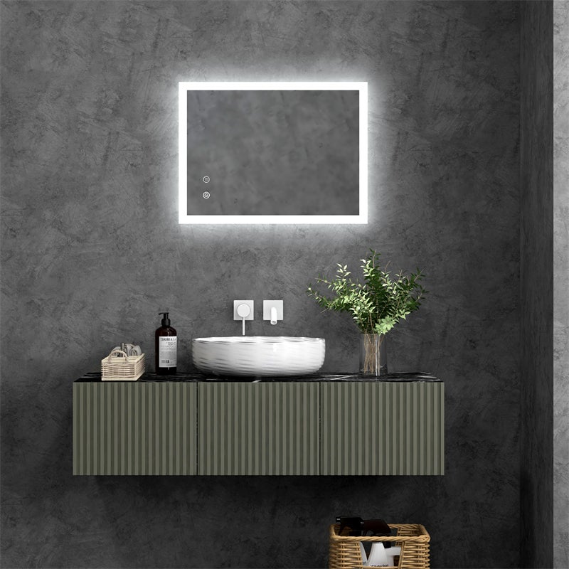 Lustro łazienkowe LED 70x50 cm, z funkcją przeciwmgielną, przyciskiem dotykowym, 3 kolorami i wodoodpornością IP44