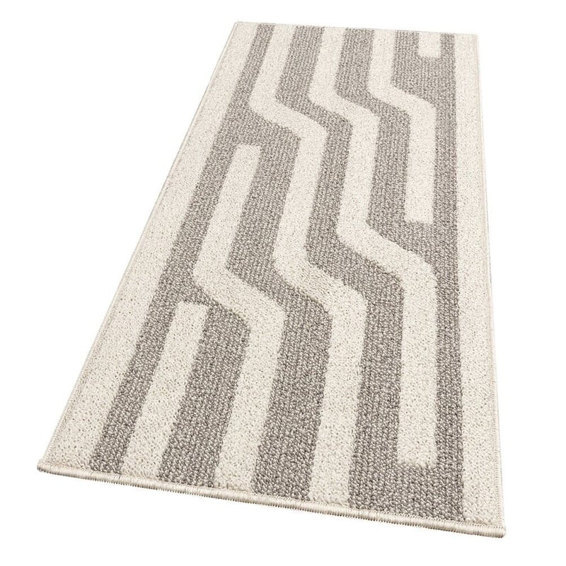 Dywanik Kuchenny W Paski 57x145 Cm 3D Miękki Obramowany Absorbent Antypoślizgowy Beżowy