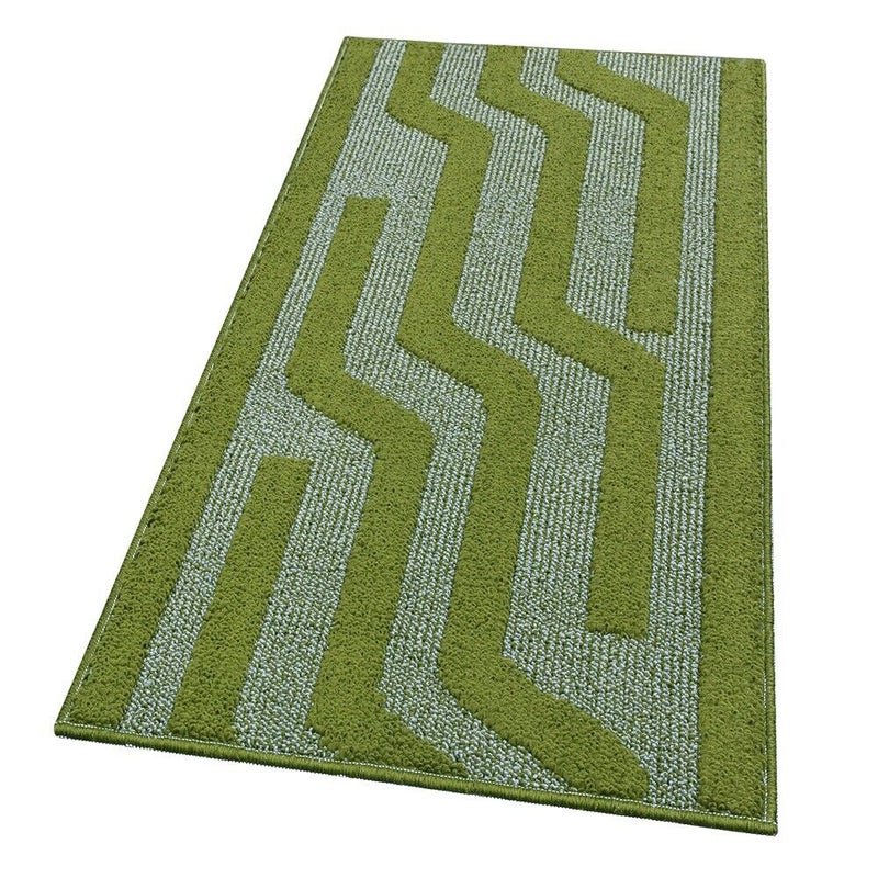 Dywanik Kuchenny W Paski 57x190 Cm 3D Miękki Obramowany Absorbent Antypoślizgowy Zielony